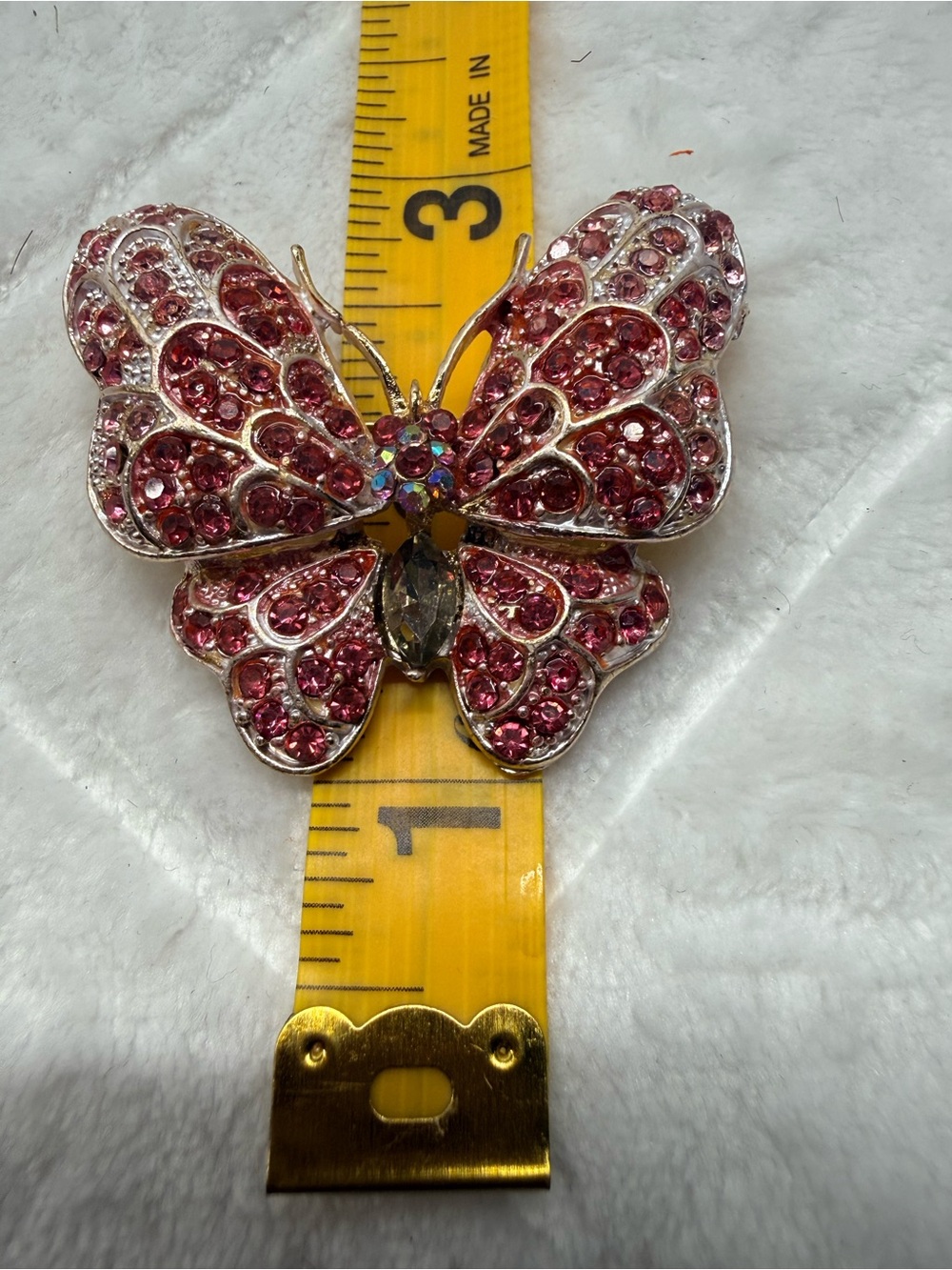 Pink Crystal Butterfly Brooch - Sparkling Rhinestone Accent